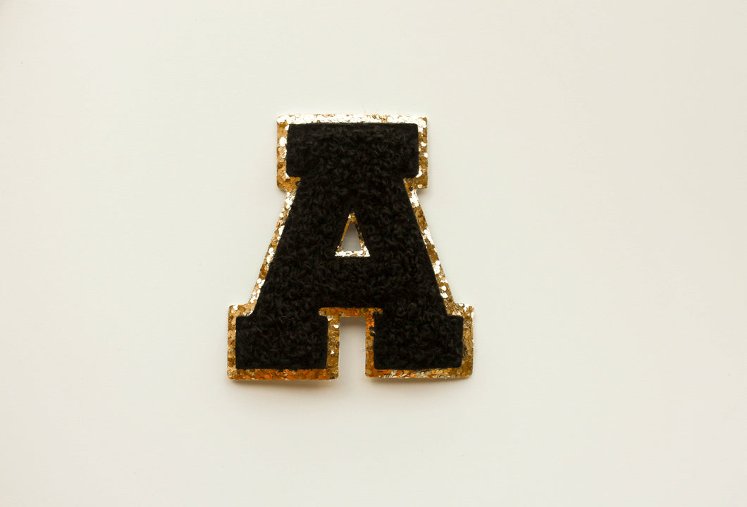 Letter Glitter Patch Black