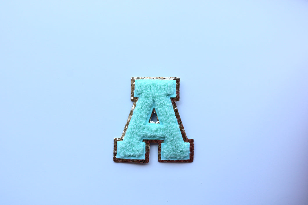 Letter Glitter Patch Mint